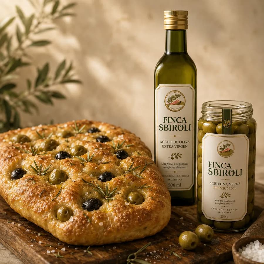 Focaccia con aceitunas y romero